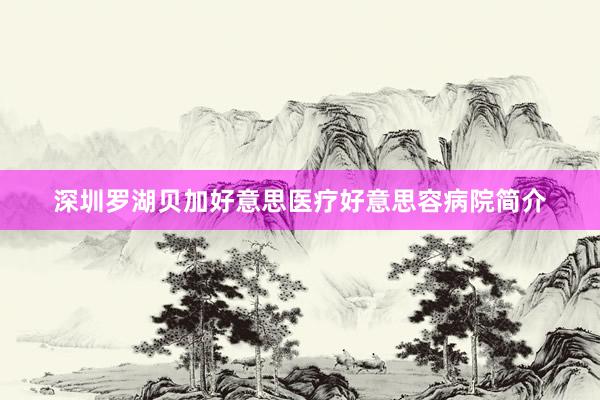 深圳罗湖贝加好意思医疗好意思容病院简介