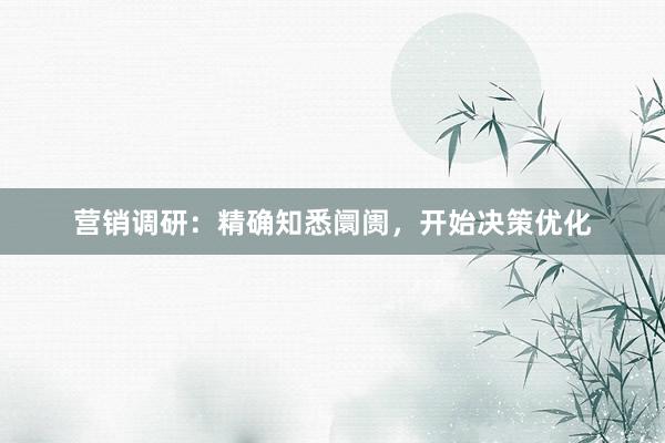 营销调研：精确知悉阛阓，开始决策优化